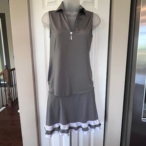 Elegant Gray and White Women's Skirt Set